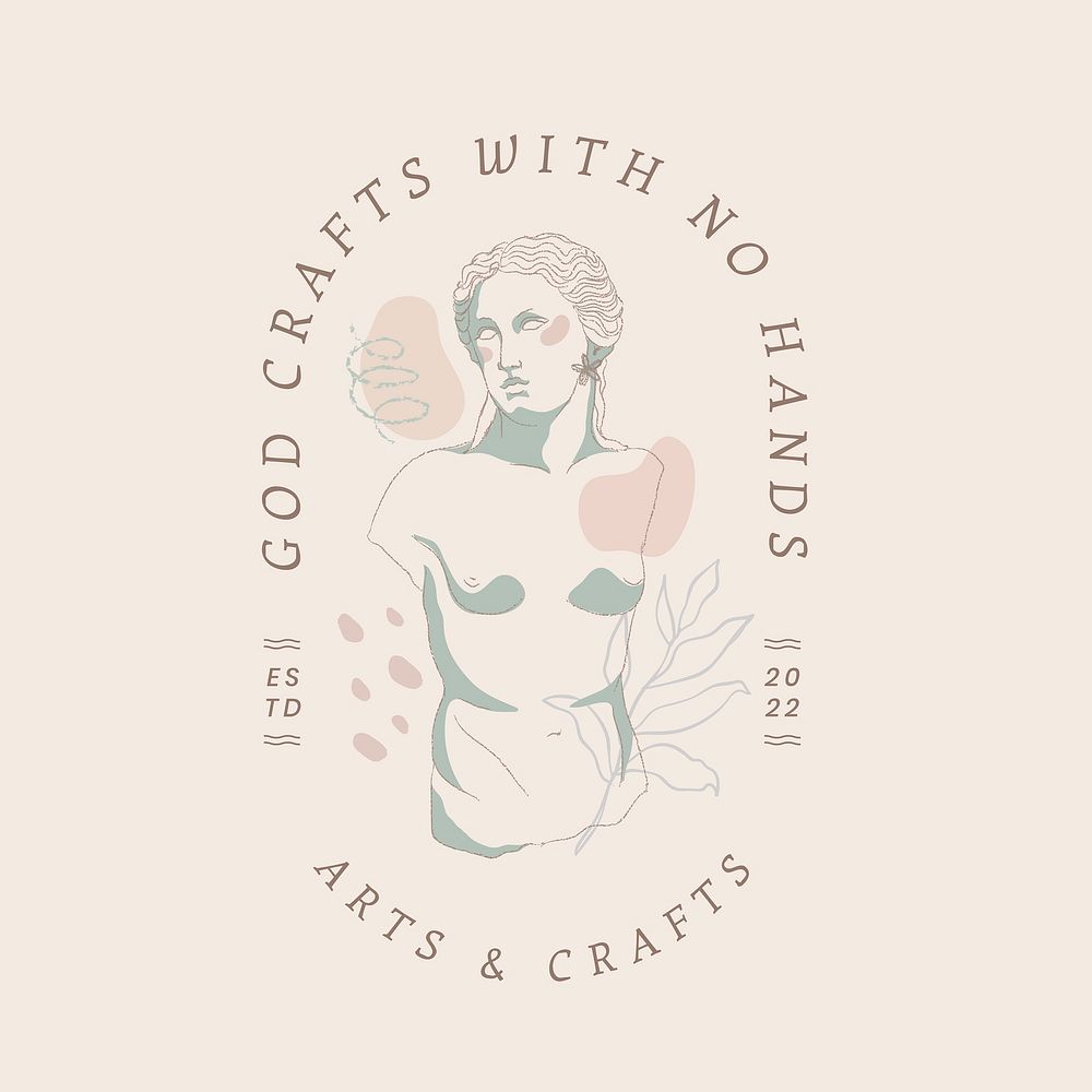 Aesthetic art & craft logo template, feminine line art design vector