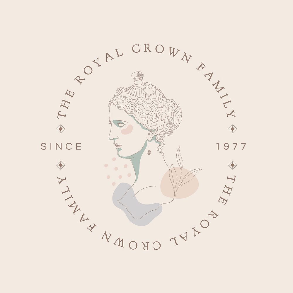 Branding logo template, feminine aesthetic business identity design with Greek drawing vector
