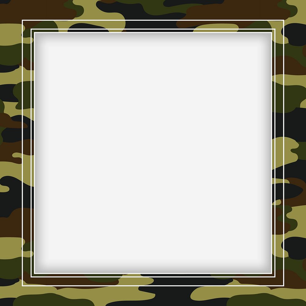 Green camouflage frame border vector, aesthetic pattern background