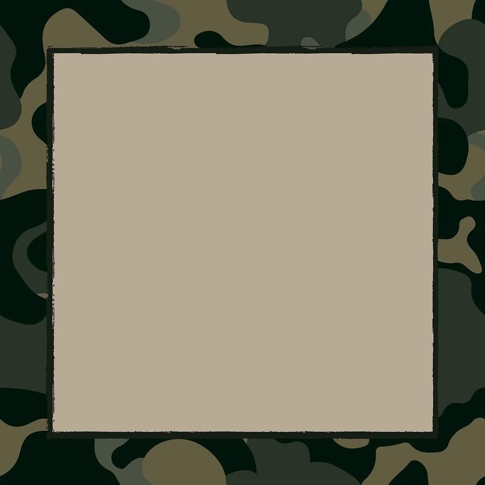 Green camouflage frame border vector, aesthetic pattern background