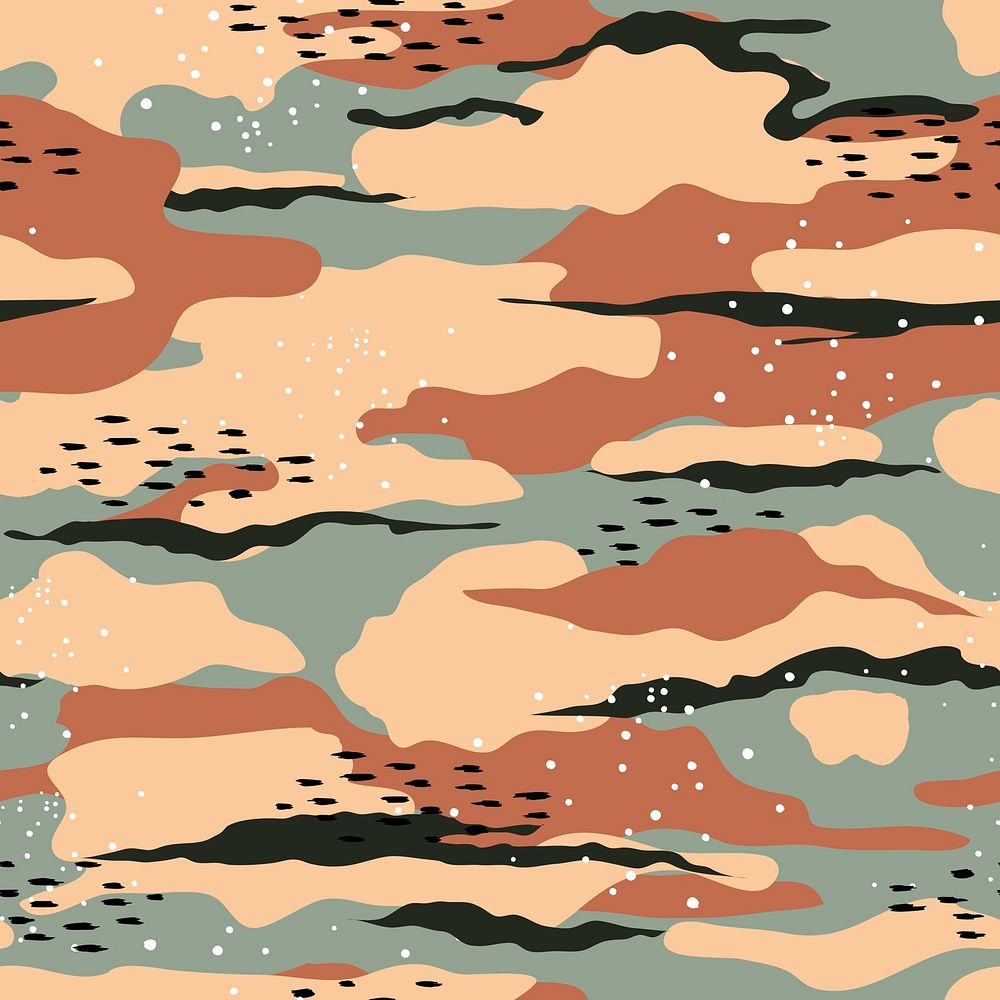 Camouflage pattern background, beige military print design vector