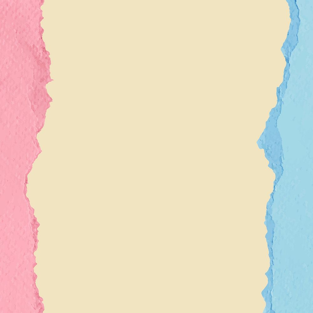 Cute paper border background, pink and blue feminine design vector
