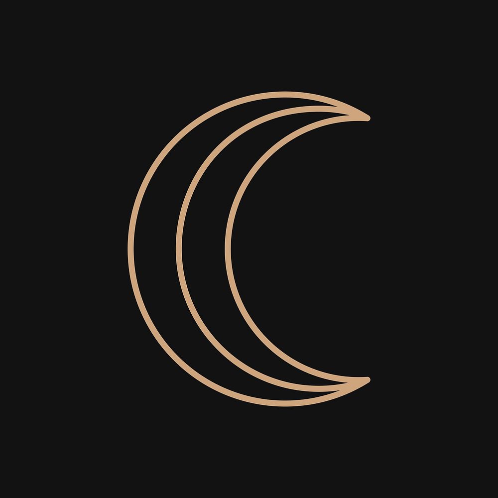 Gold crescent moon line art, celestial design