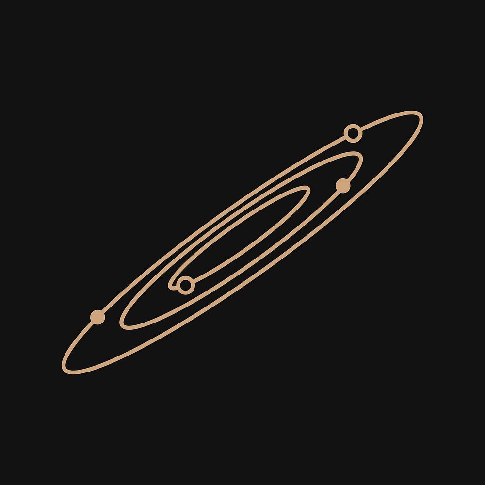 Gold solar system, celestial line art design