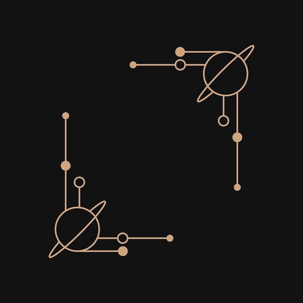 Gold celestial frame sticker, simple sky element for planner vector
