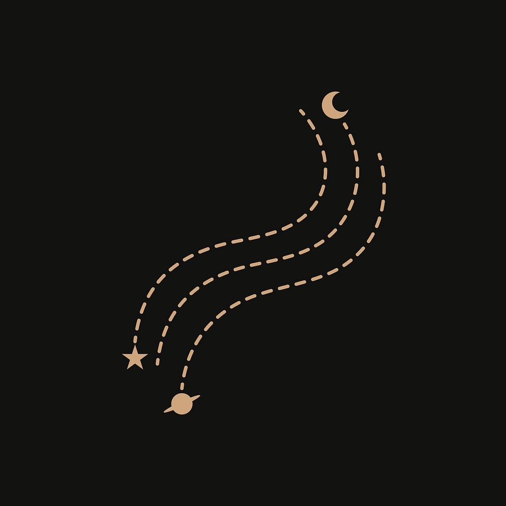 Celestial journal sticker, simple gold design collage element psd