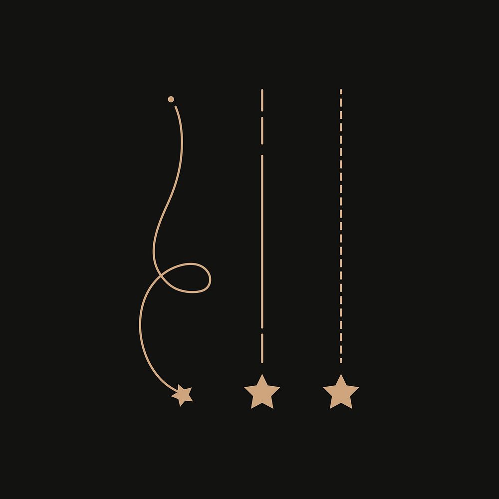 Star planner sticker, gold line art collage element psd