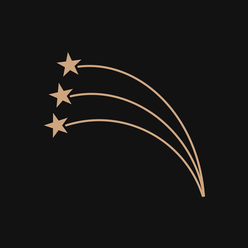 Meteor clipart, aesthetic gold line art collage element for digital planner vector