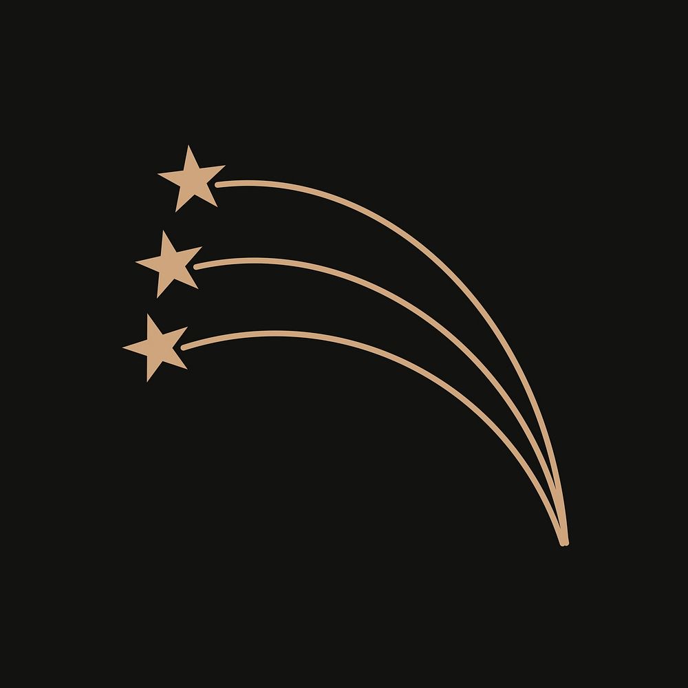 Star planner sticker, aesthetic gold line art collage element psd