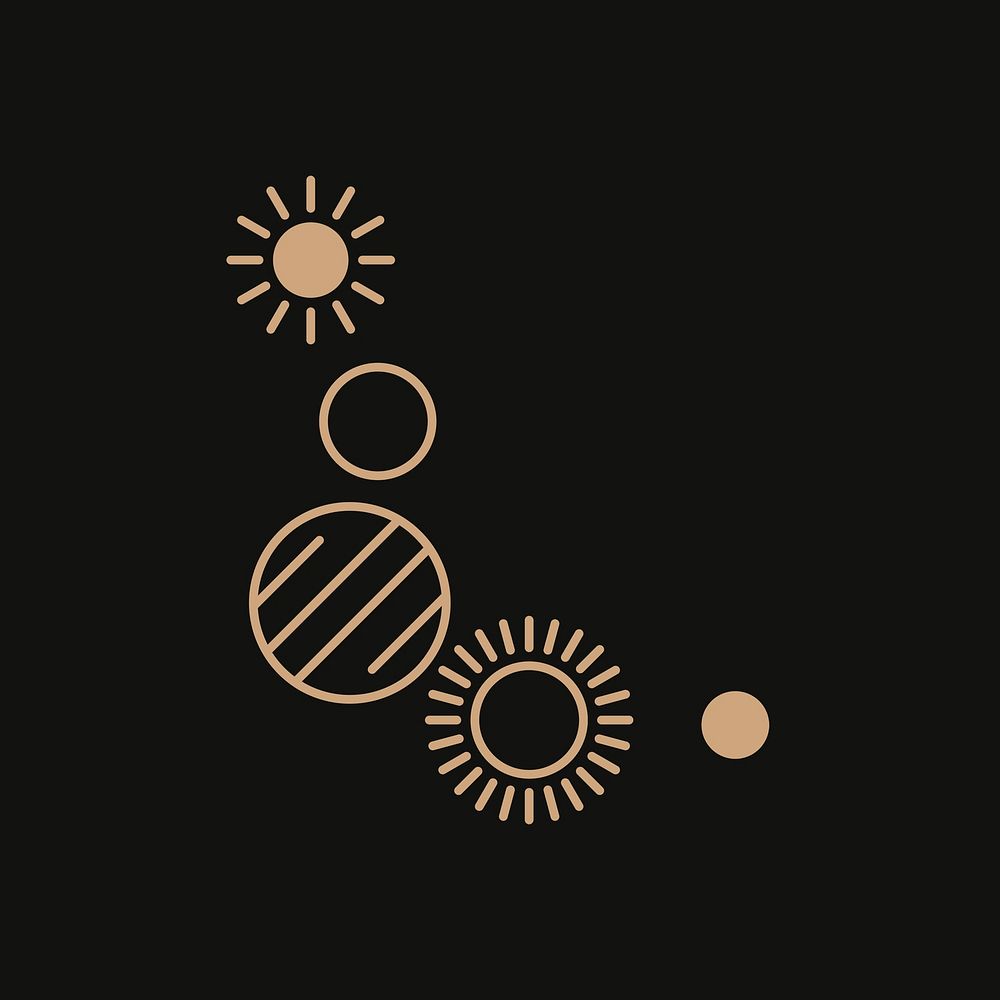 Solar system planner sticker, aesthetic line art collage element psd