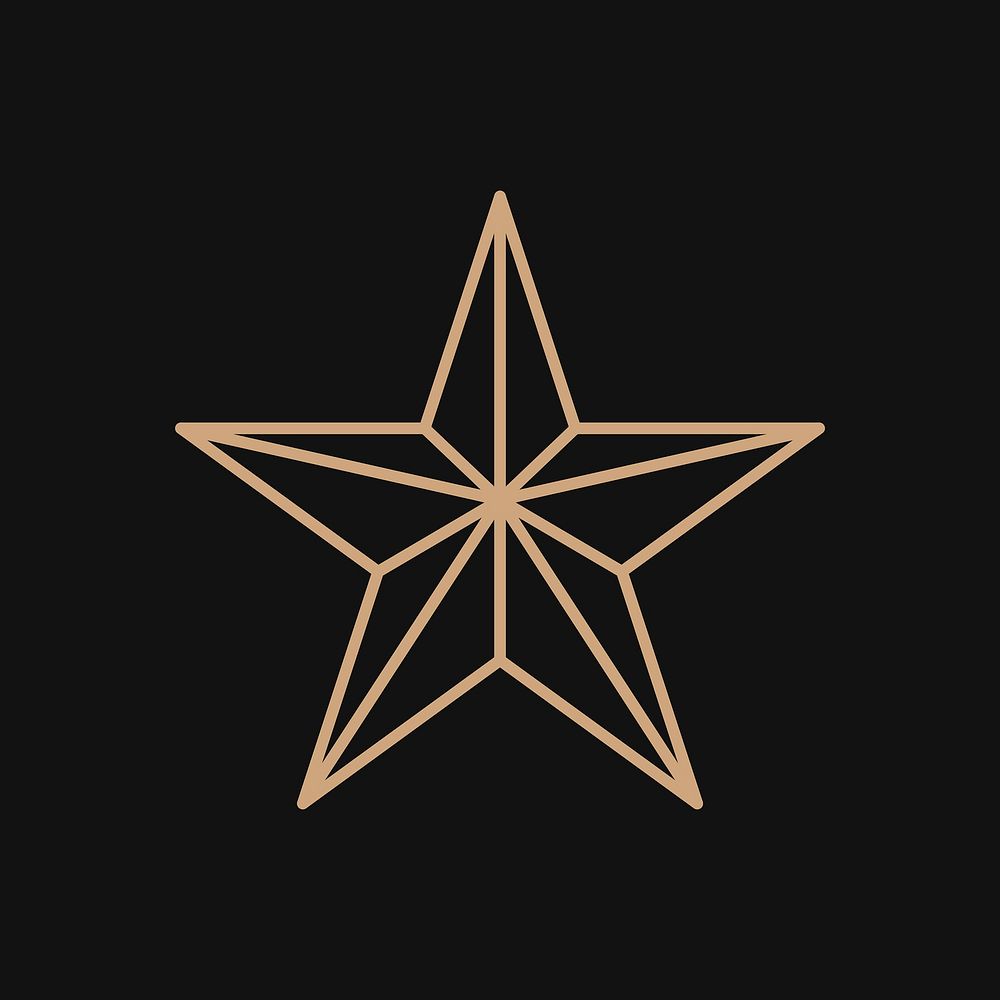 Gold five-pointed star, celestial line art design