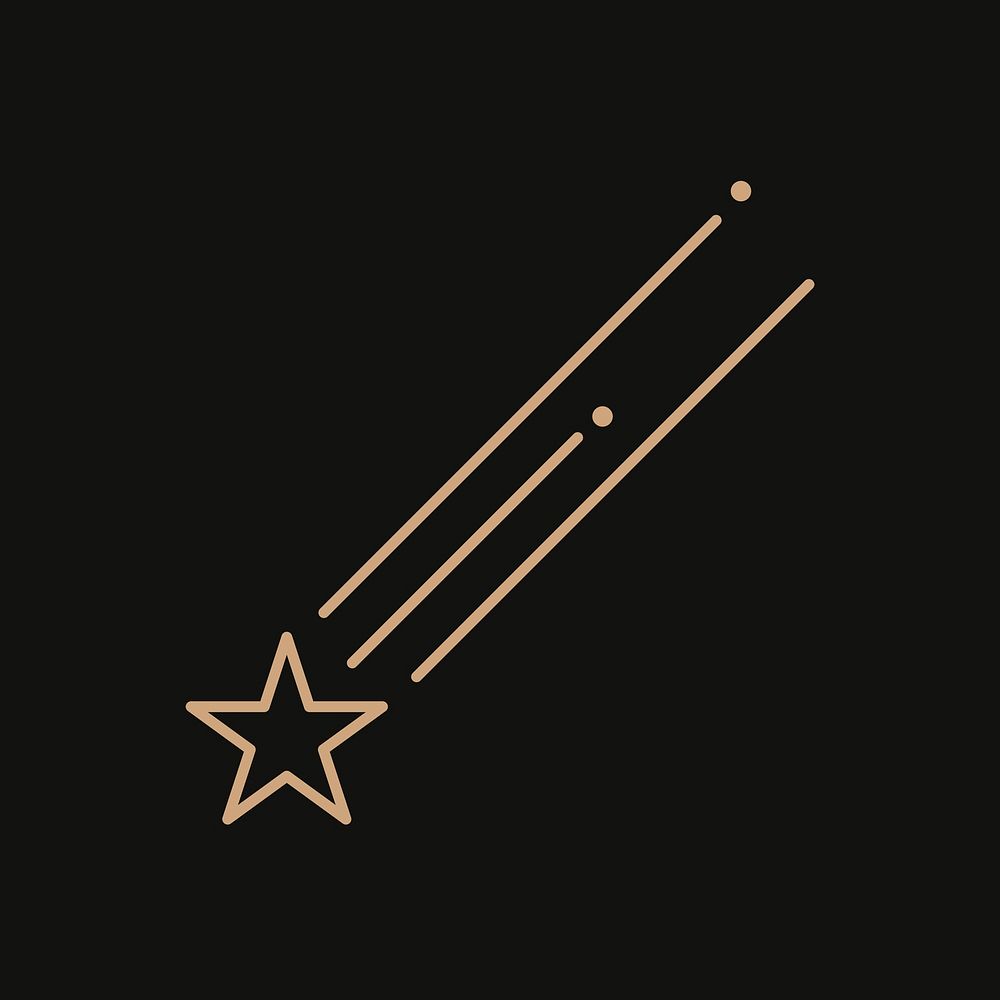 Star planner sticker, aesthetic gold line art collage element psd
