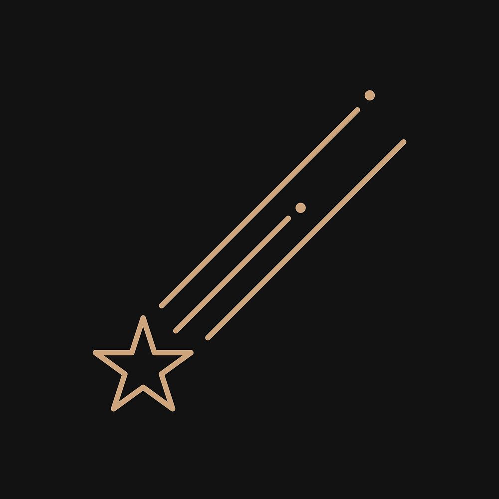 Gold star palnner sticker, meteor ornament design vector