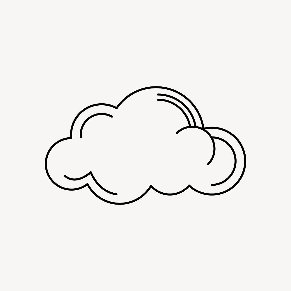 Simple cloud sticker, black line art style for planner decoration vector