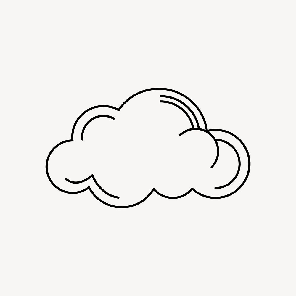Simple cloud sticker, black line art style for planner decoration psd