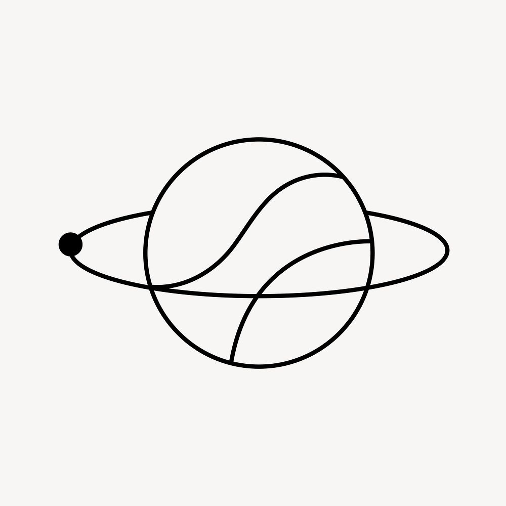 Abstract black Saturn, celestial line art design