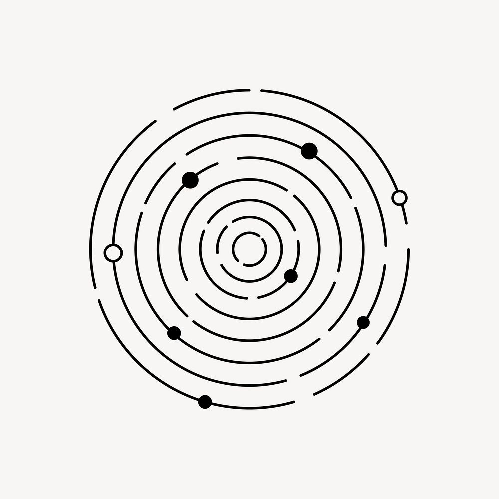 Solar system graphic, celestial line art design