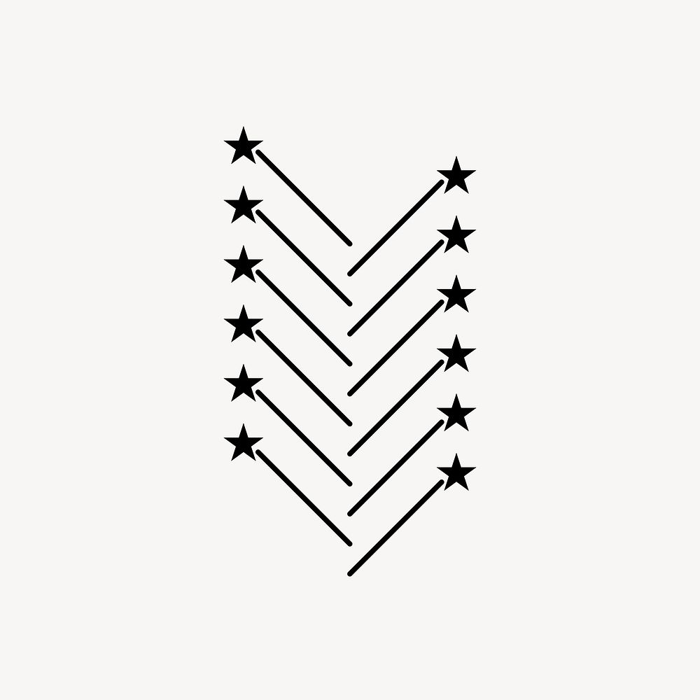 Star planner sticker, aesthetic black line art collage element vector