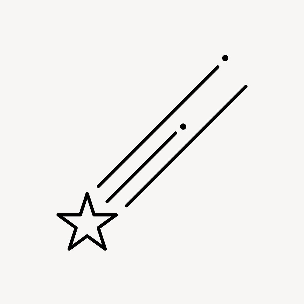 Star planner sticker, aesthetic black line art collage element vector