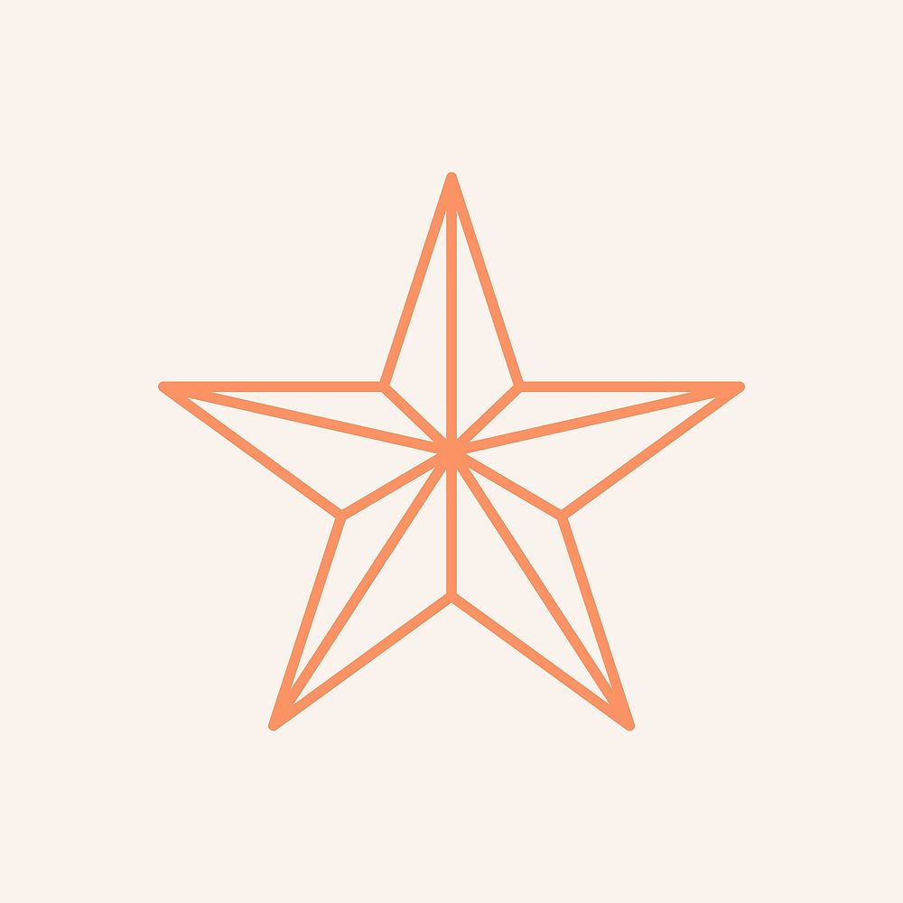 Star planner sticker, aesthetic line art collage element vector