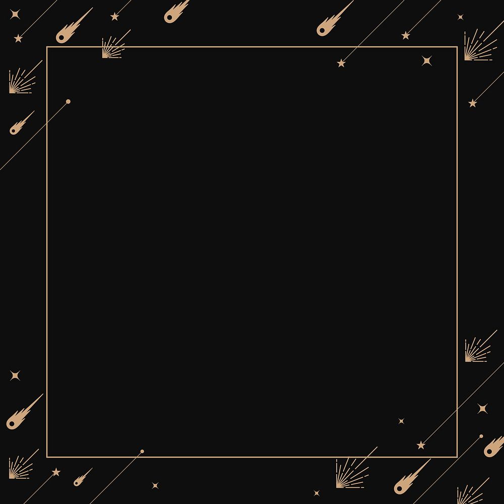 Aesthetic star frame background, black celestial design vector