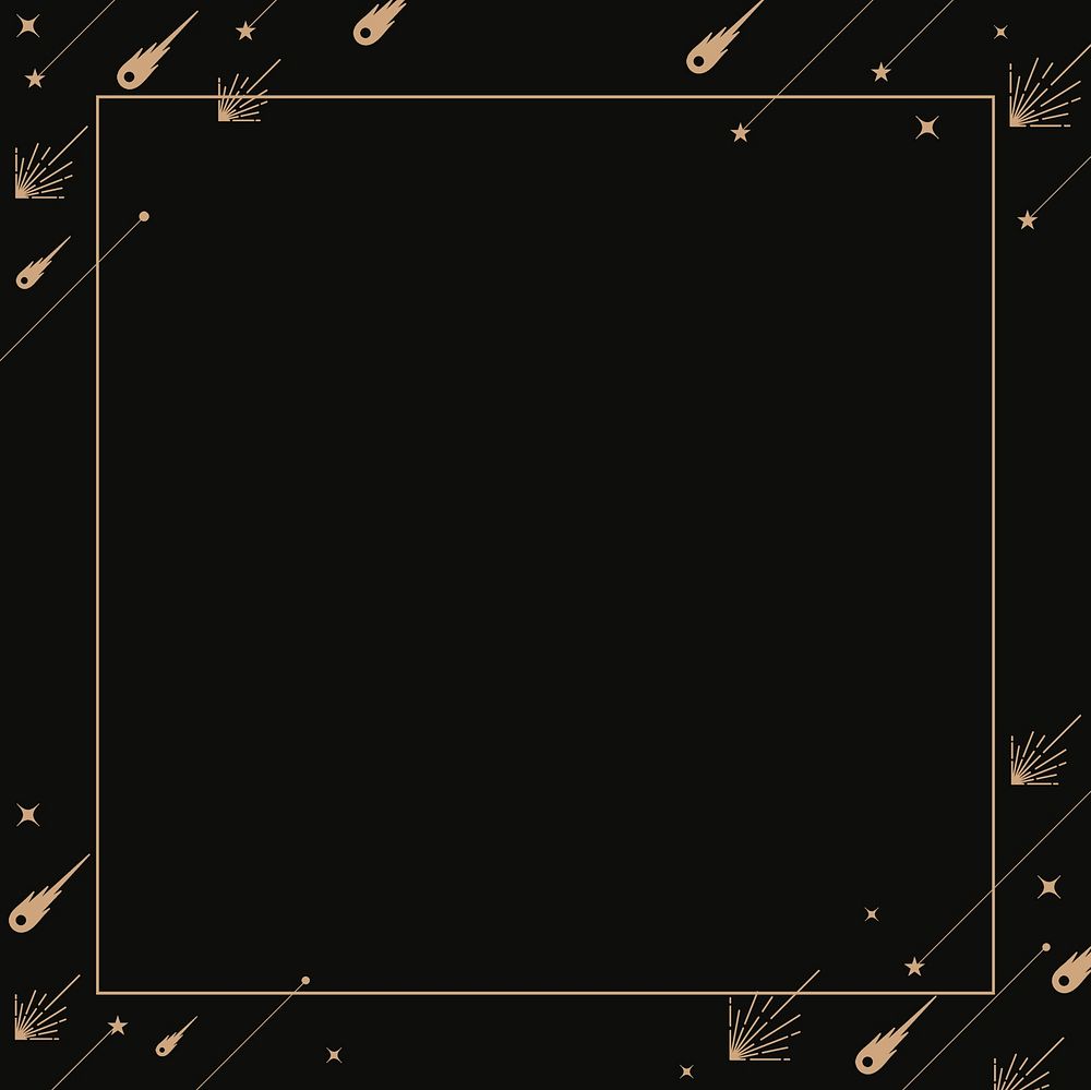 Aesthetic star frame background, black celestial design psd