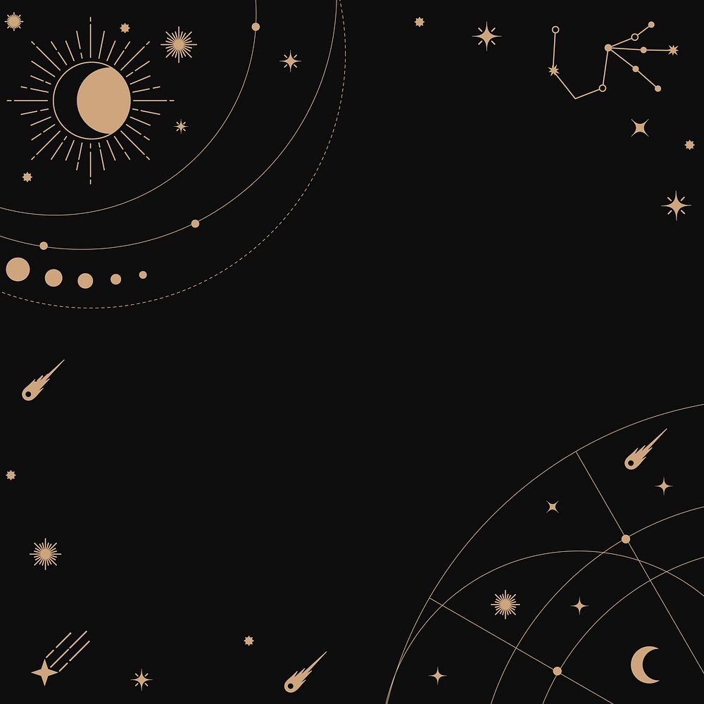 Celestial frame background, abstract black design vector