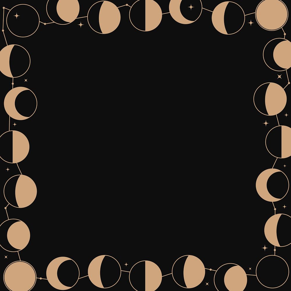 Abstract moon frame background, black celestial design vector