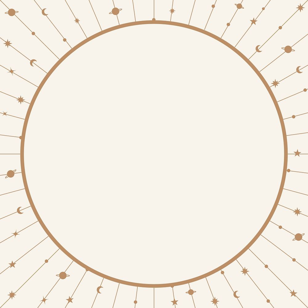 Circle star frame background, minimal celestial design vector