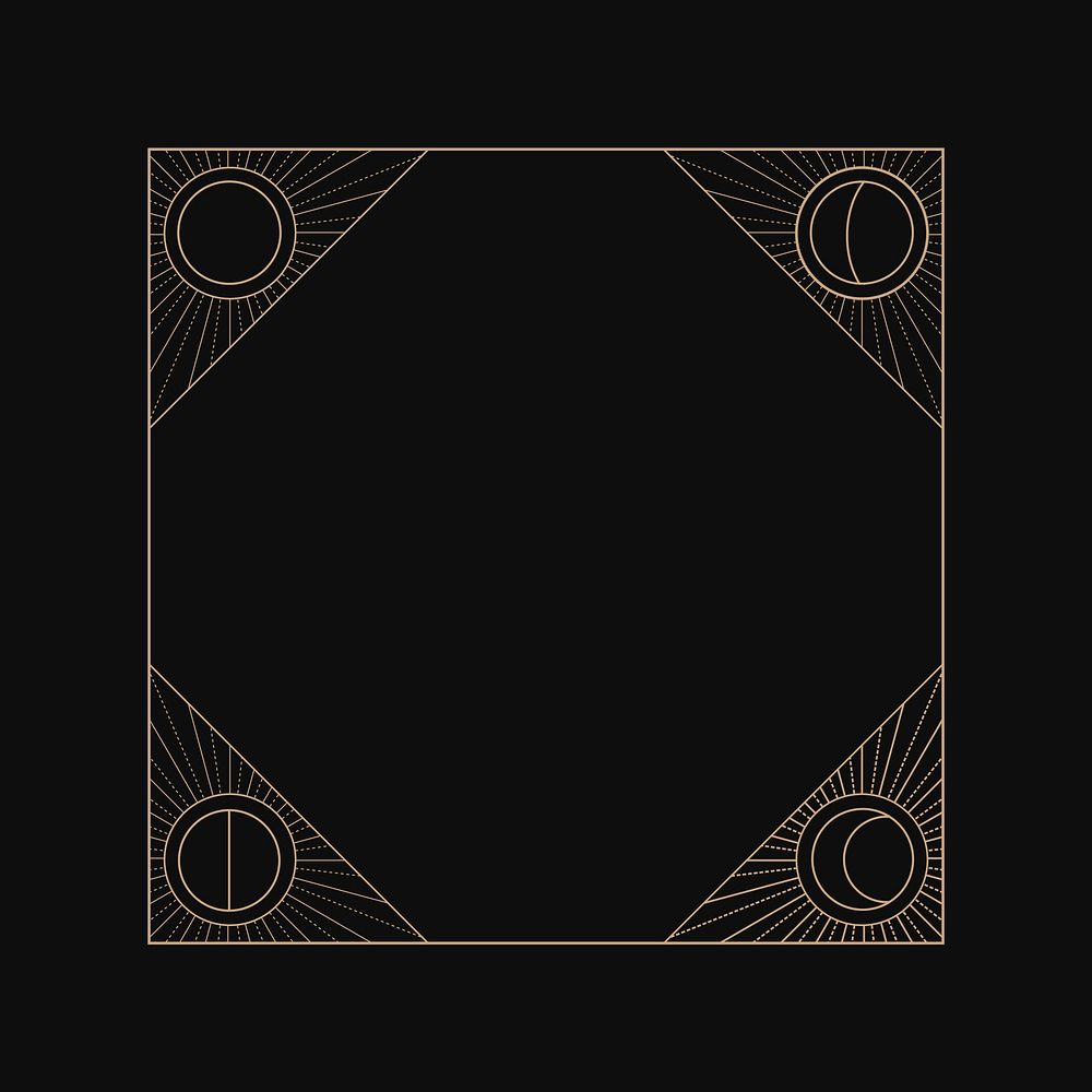 Celestial frame background, black boho design vector