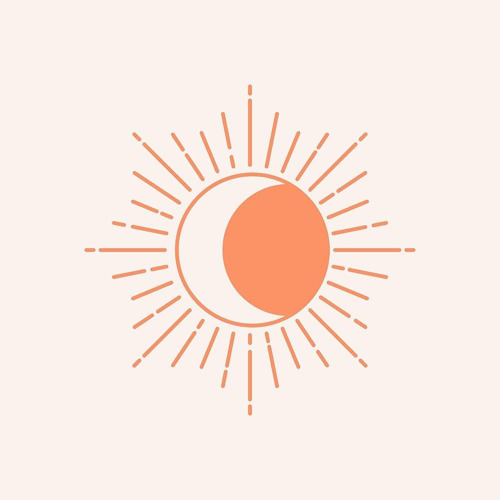 Aesthetic sun sticker, pastel line art style for planner decoration psd