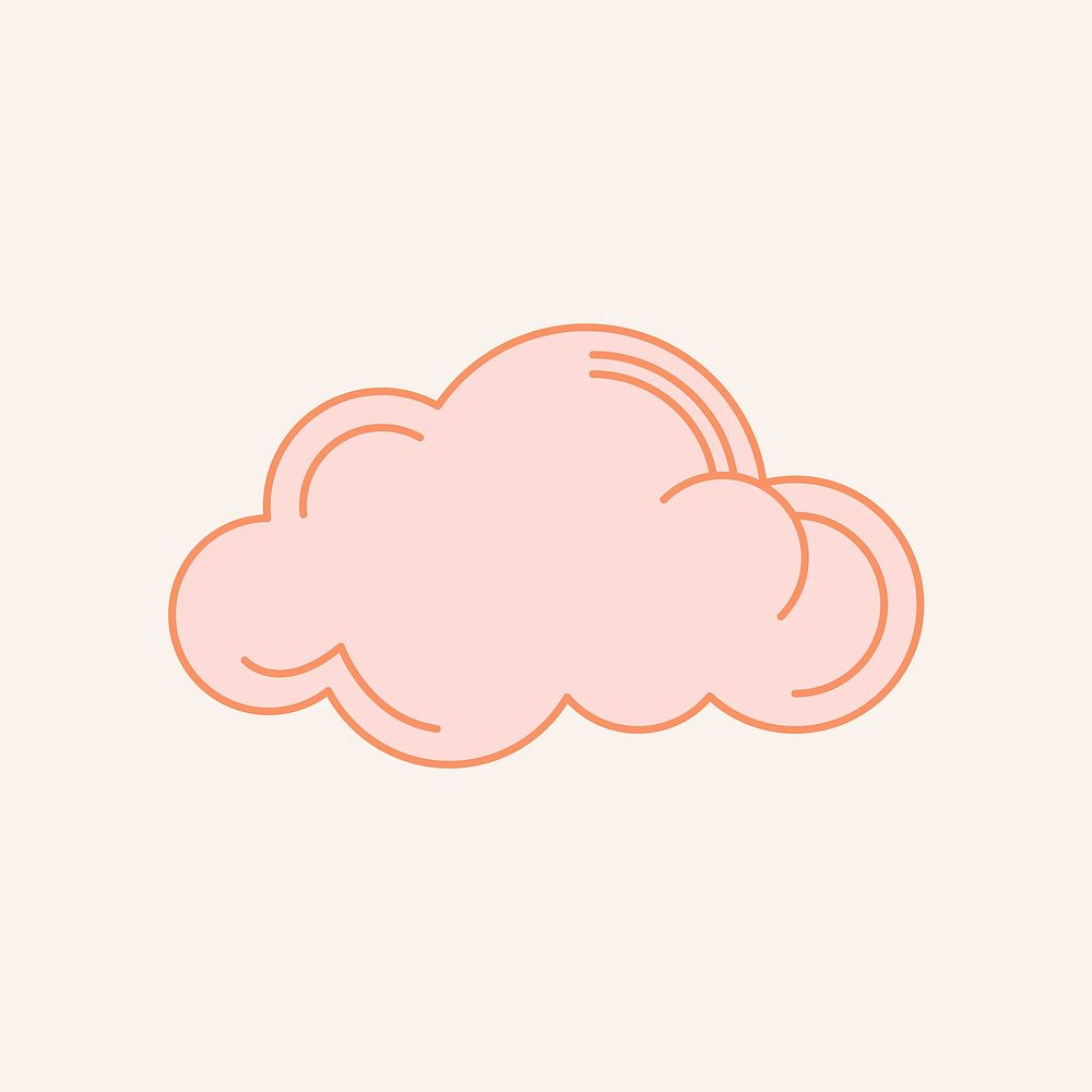 Simple cloud sticker, pastel line art style for planner decoration vector