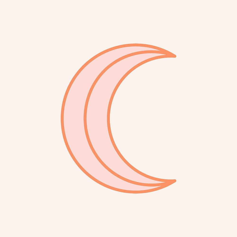 Pastel crescent moon sticker, line art style for planner decoration psd
