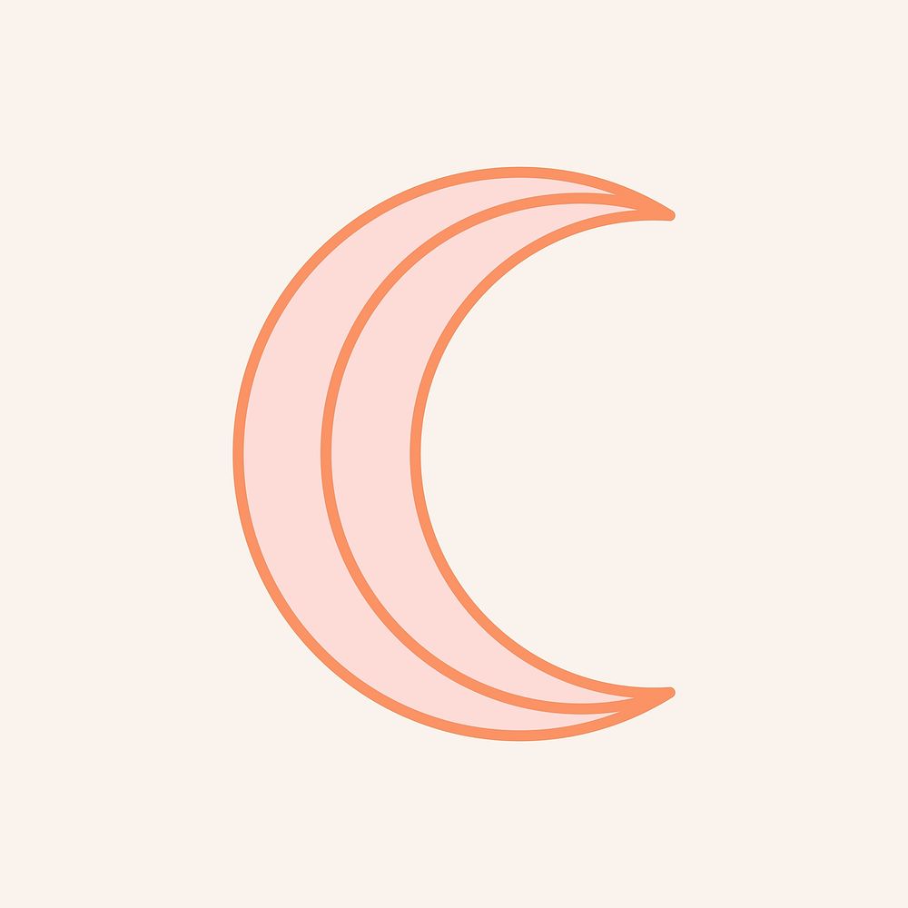 Pastel crescent moon sticker, line art style for planner decoration vector