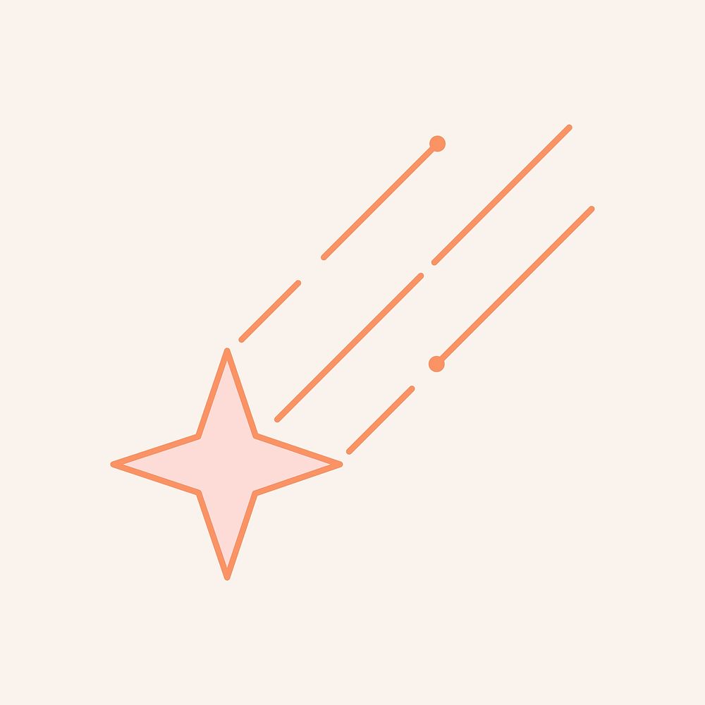 Meteor clipart, pastel line art for planner decoration psd