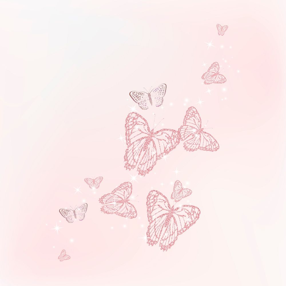 Aesthetic pink glitter butterfly border | Free Photo Illustration ...