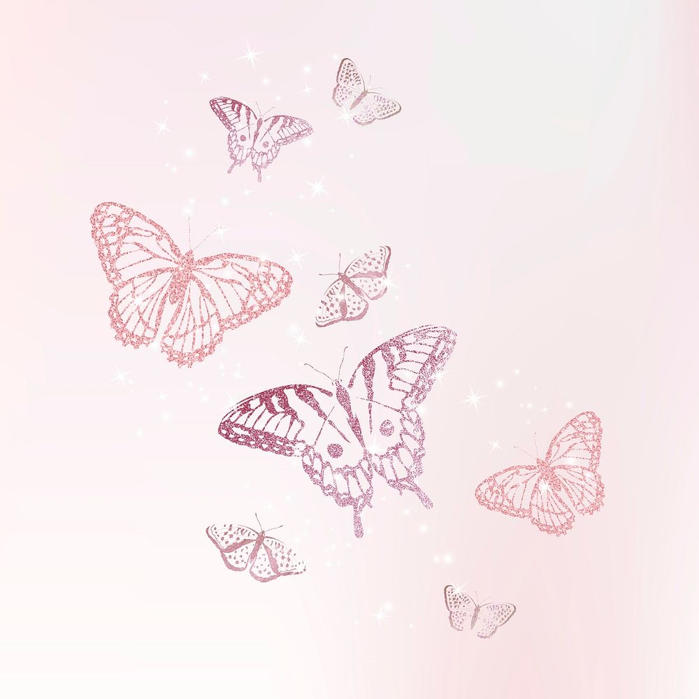 Cute holographic butterfly sticker, glitter collage element psd