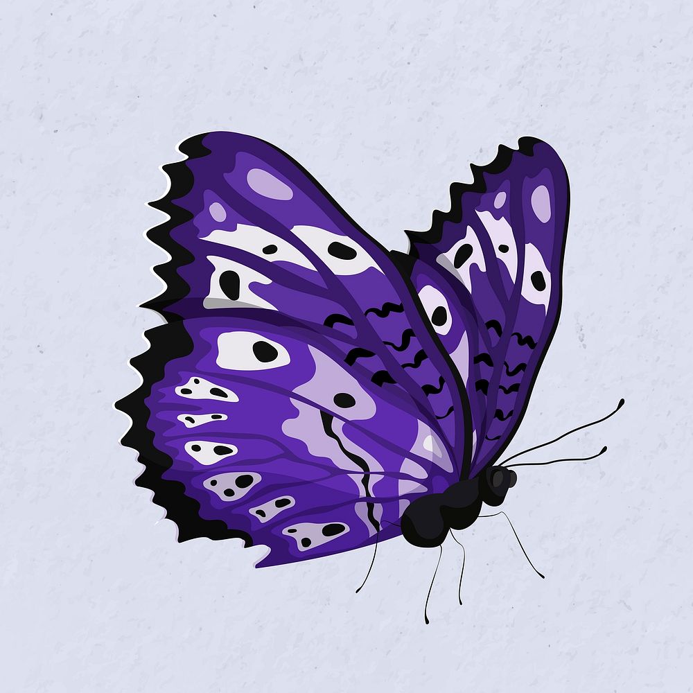 Purple butterfly watercolor illustration vector