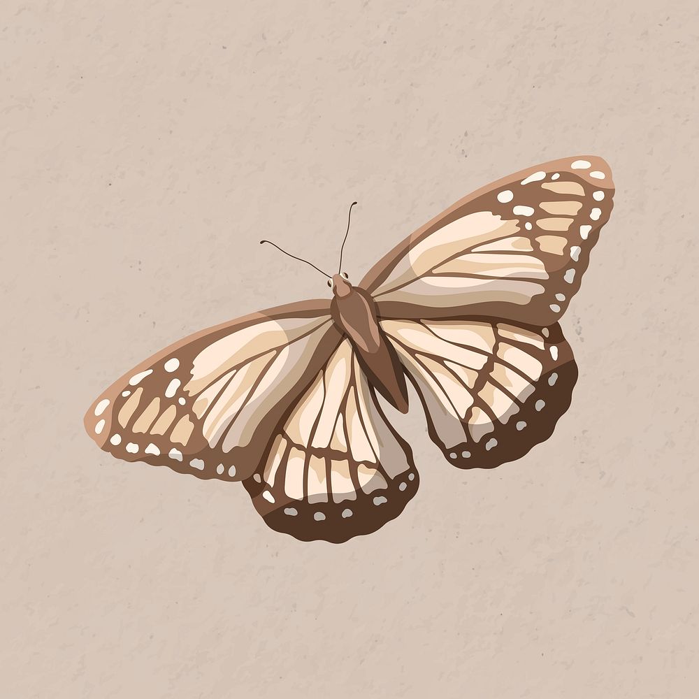 Beige butterfly collage element, watercolor illustration psd