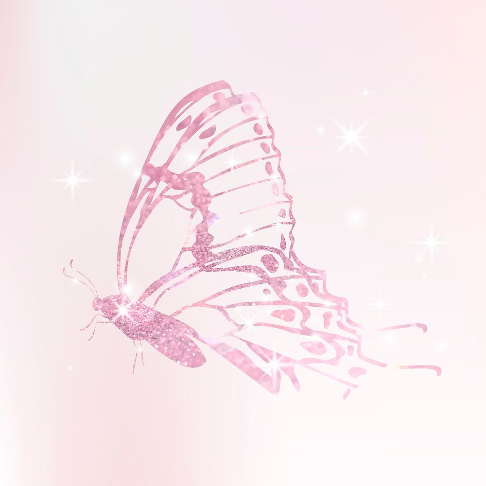 Pink glitter butterfly aesthetic & festive design