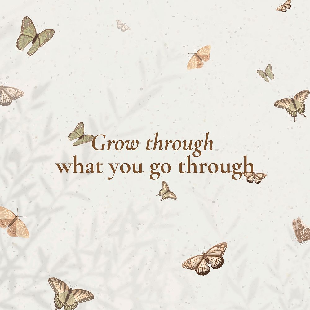 Mental health Instagram post template, beautiful butterfly design vector