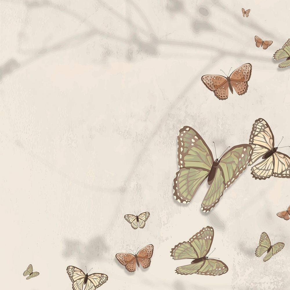 Cute butterfly background, aesthetic watercolor design vector