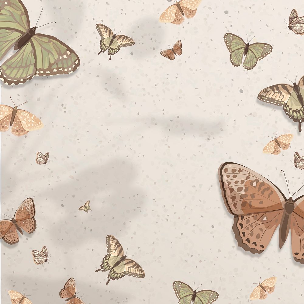 Butterfly autumn background, aesthetic watercolor design vector
