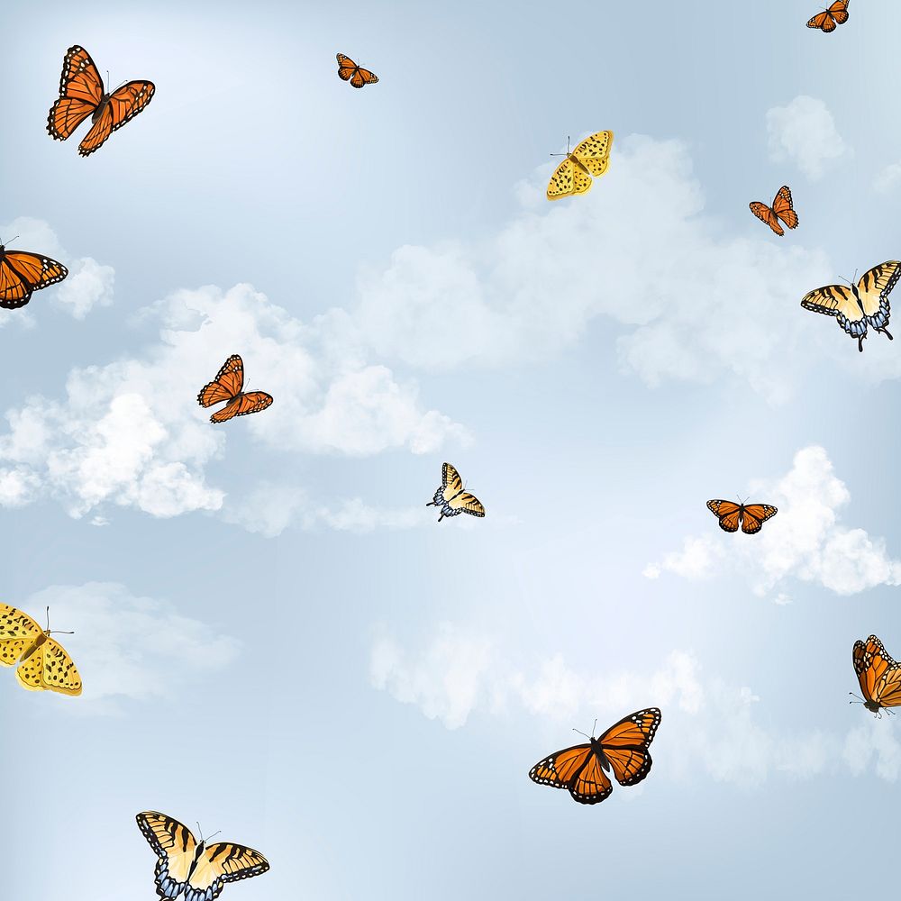 Blue sky butterfly background, watercolor | Premium Photo - rawpixel