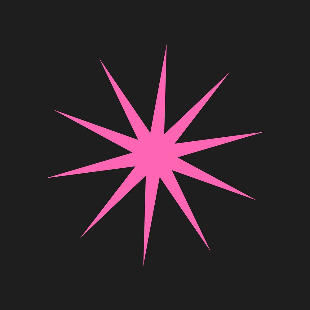 Pink star shape, collage element vector