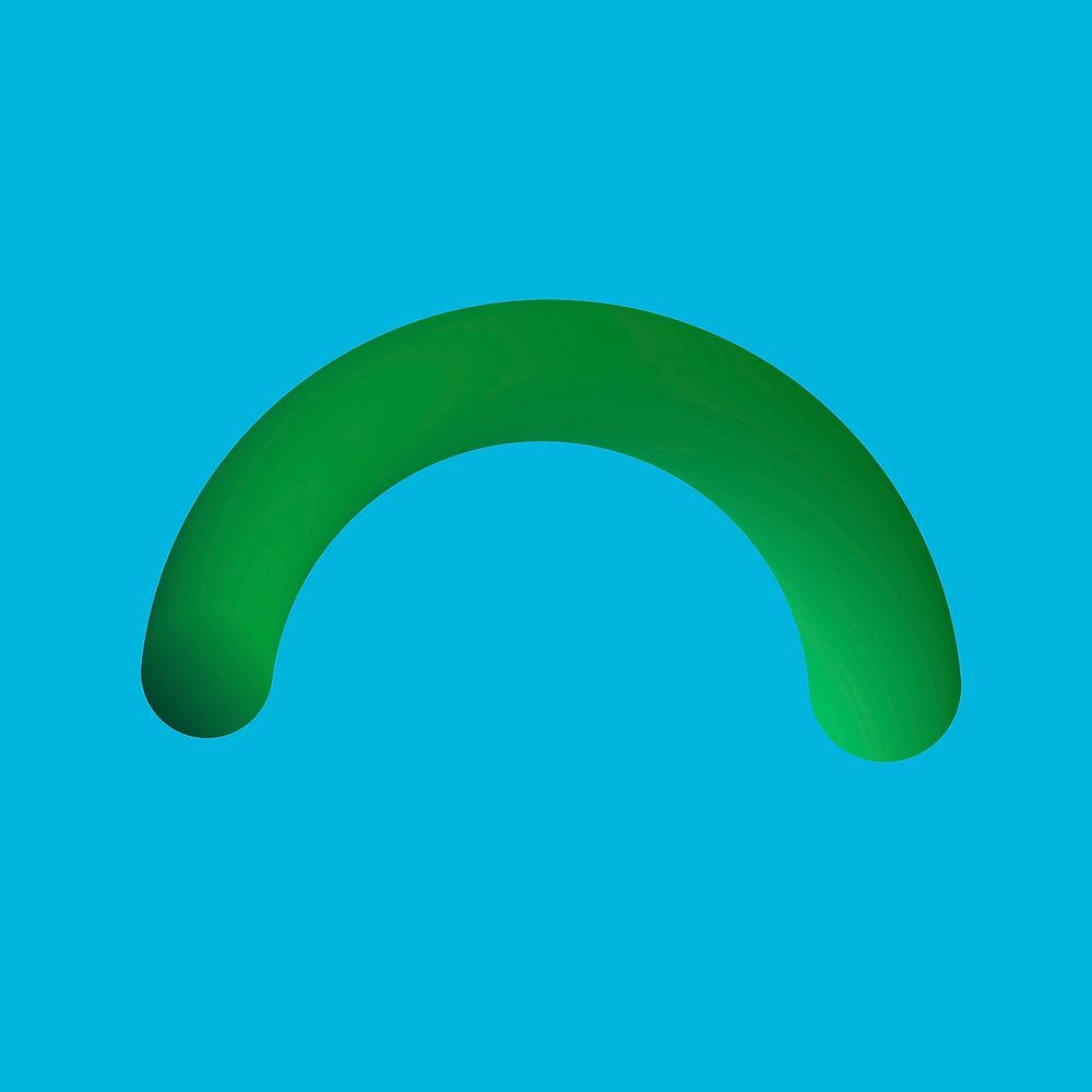 Green semicircle 3D shape, collage element psd