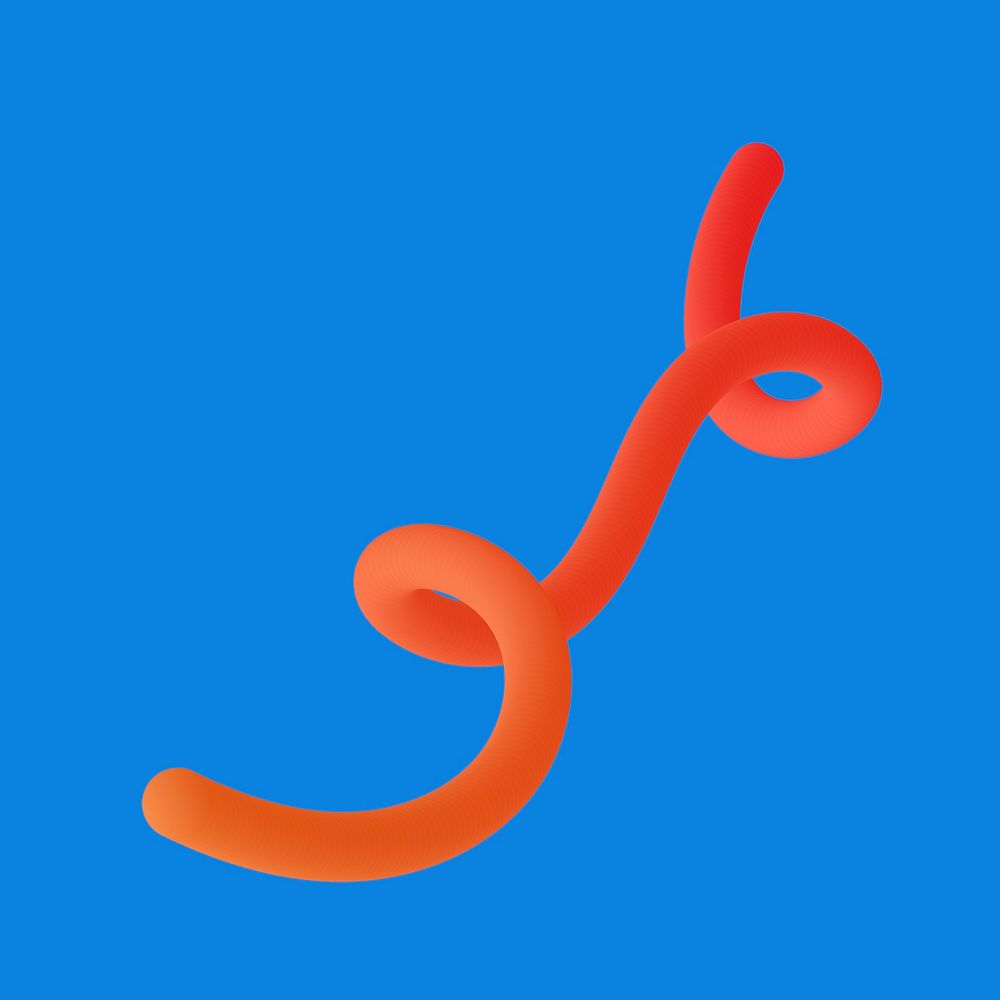 Red squiggle 3D render shape