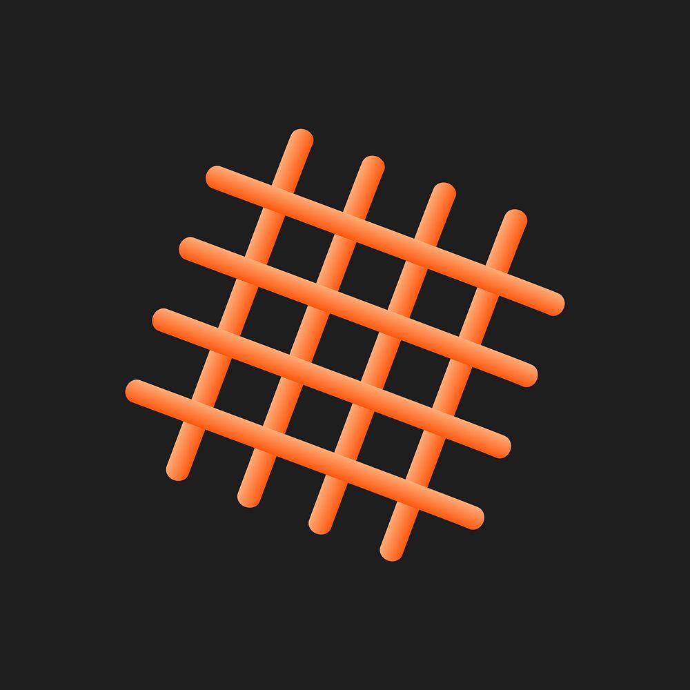 Orange 3D render net, grid shape, collage element psd