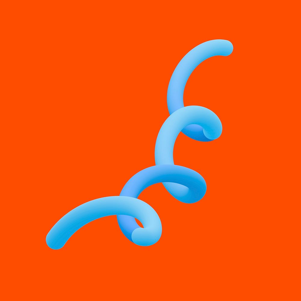 squiggle 3D render shape, collage element psd