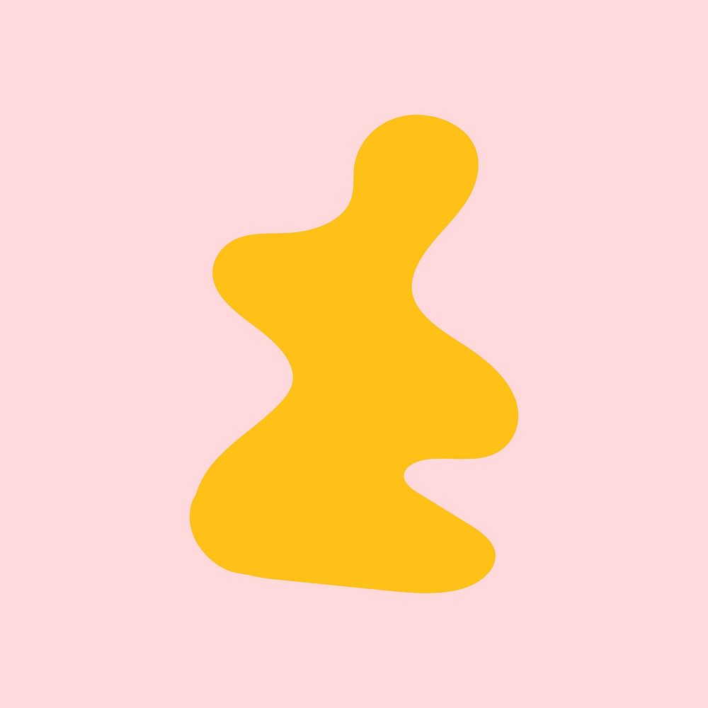 Yellow blob shape, abstract collage element vector